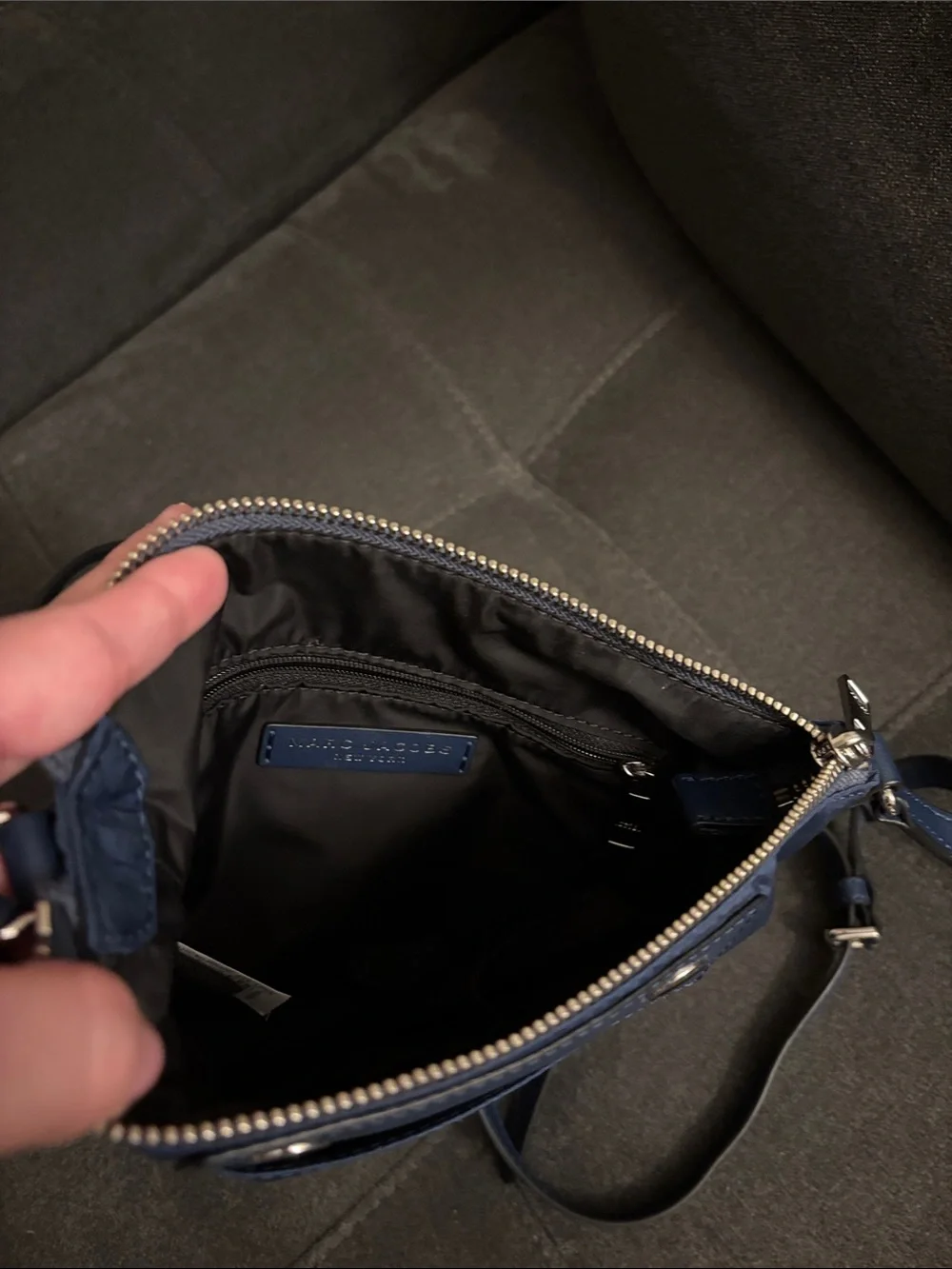 Marc Jacobs Navy Crossbody Shoulder Bag with Gold Accents
